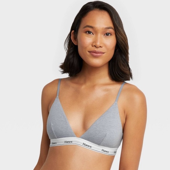 Hanes Originals Women's 2pk Stretch Cotton Triangle Bralette Size L - Picture 2 of 5